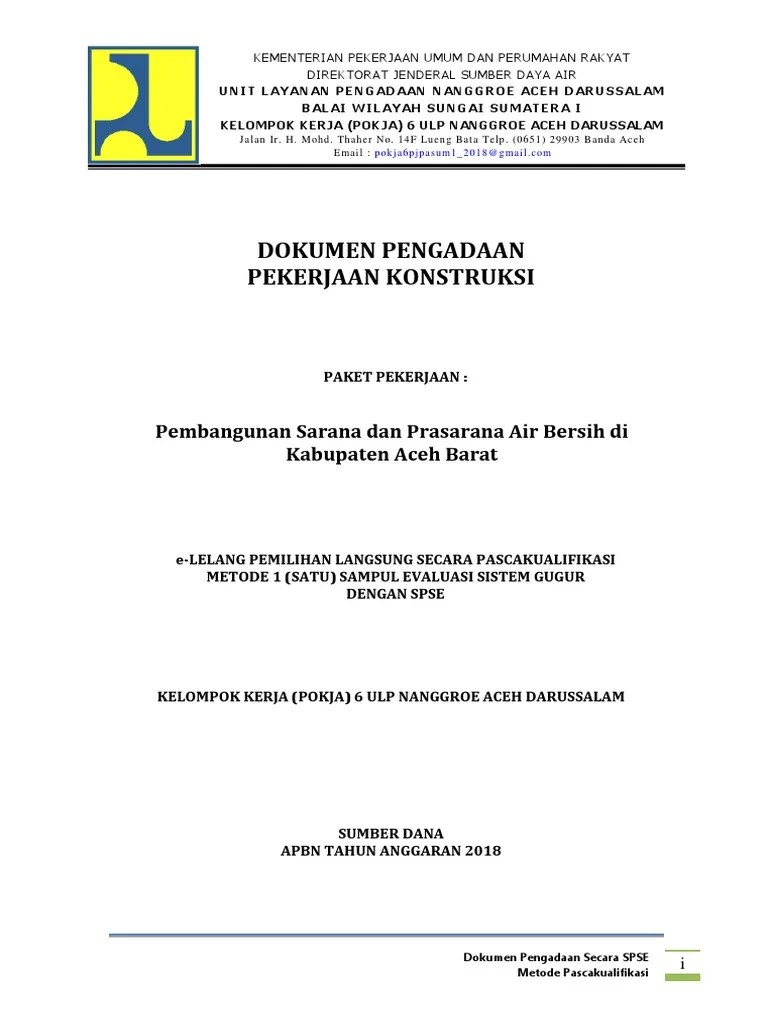 Dok. Pengadaan Pemb. Sarana Prasarana Air Bersih A.barat - 2 | PDF