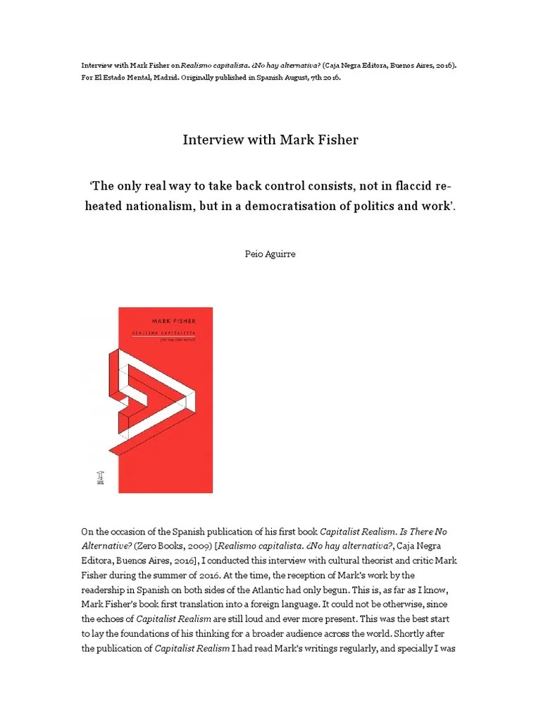 Interview With Mark Fisher PDF | PDF | Postmodernism | Capitalism