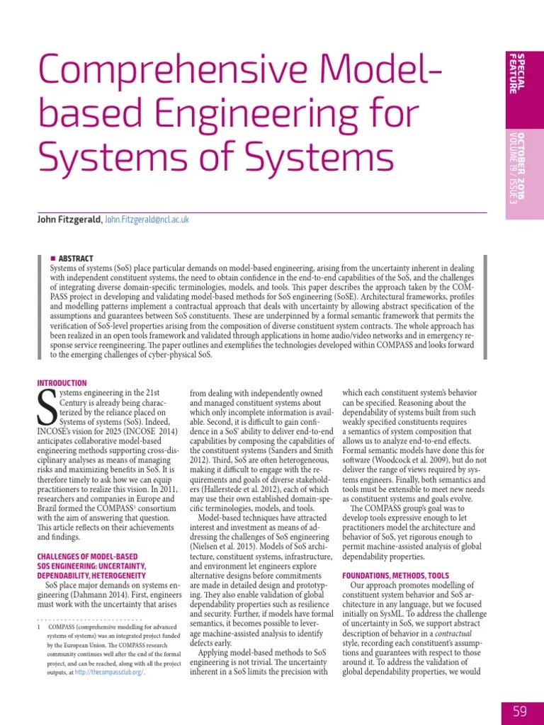 Comprehensive Model-Based Engineering For Systems Of Systems 2016 ...