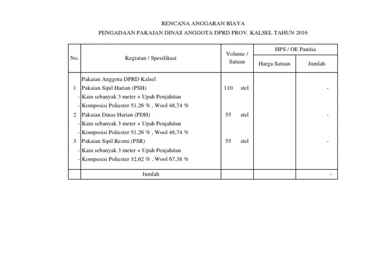 RAB Pakaian Dinas | PDF