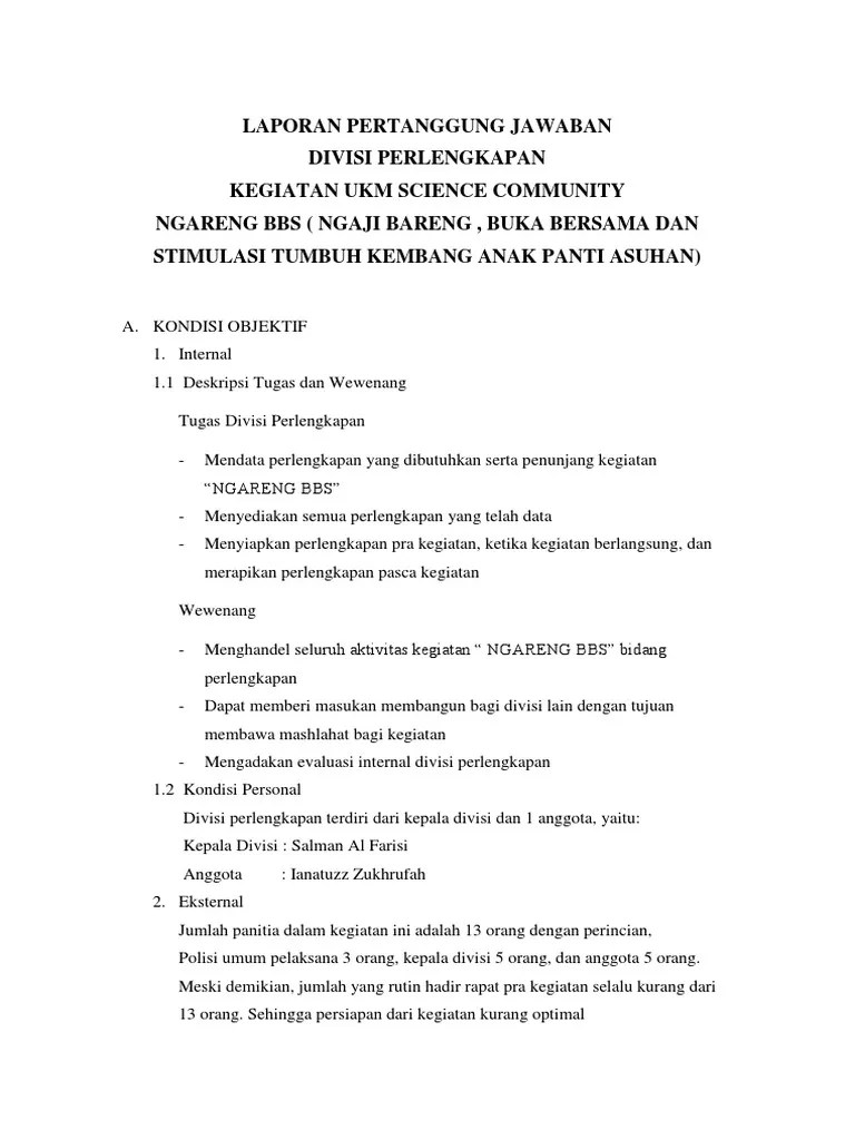 LPJ NGARENG BBS Divisi Perlengkapan | PDF
