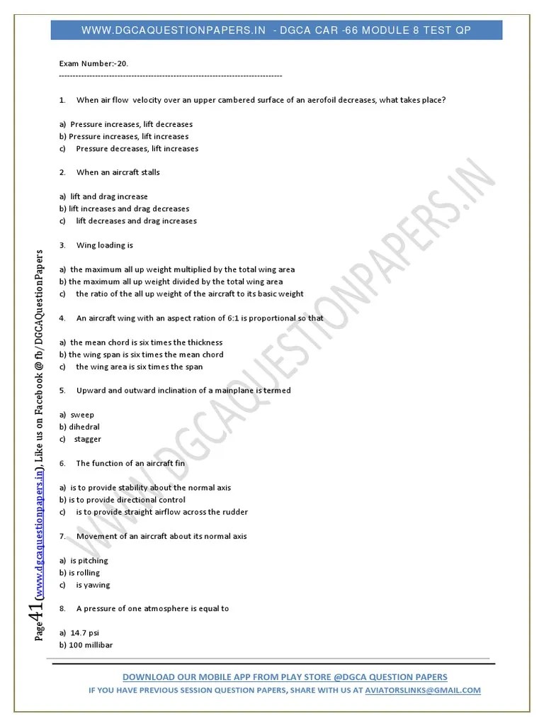 EASA Part-66 Exam Questions Of Module 08 Aerodynamics | Lift (Force ...