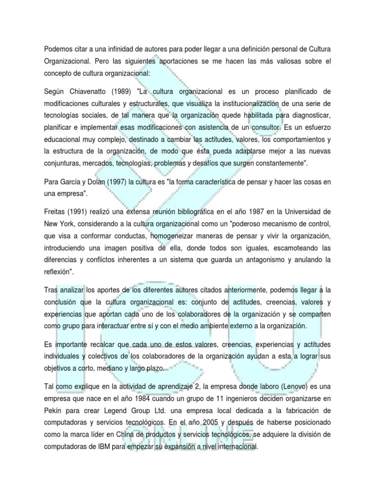 La Cultura Organizacional | PDF | Cultura Organizacional | Lenovo