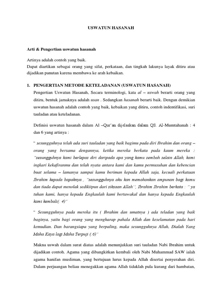 Apa Yang Dimaksud Uswatun Hasanah Brainly Co Id 