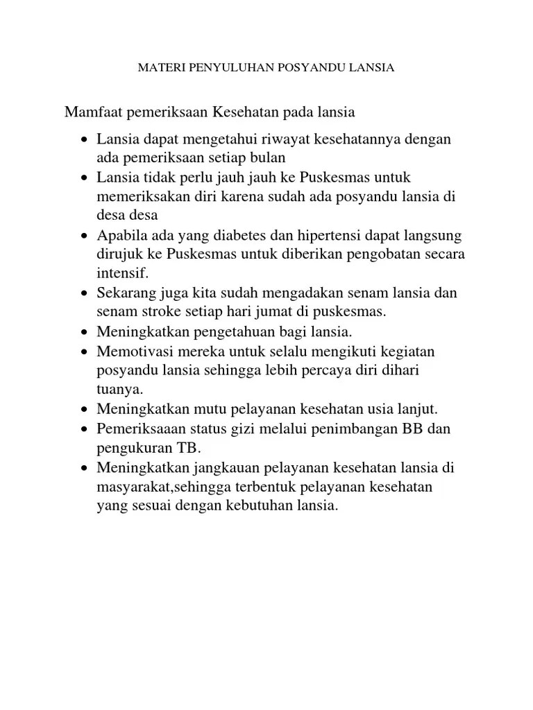Materi Penyuluhan Posyandu Lansia | PDF