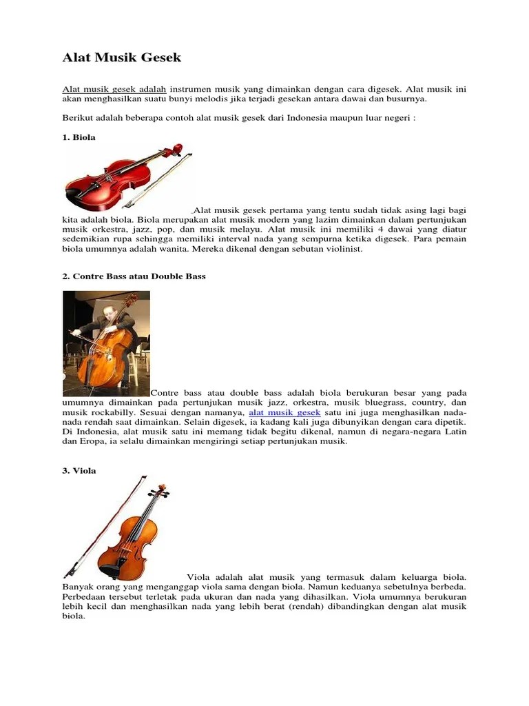 Alat musik rebab berasal dari daerah jazirah arab. Alat Musik Gesek Pdf