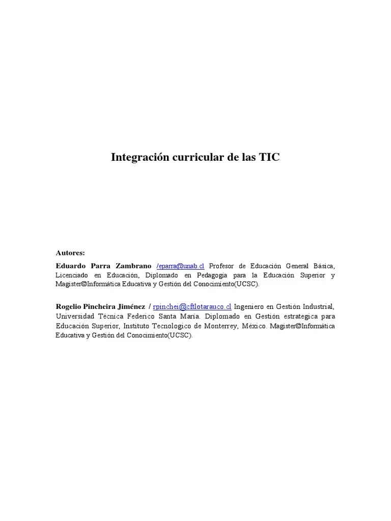 Integración Curricular De Las TIC PDF | PDF | Tecnología De Información Y Comunicaciones ...