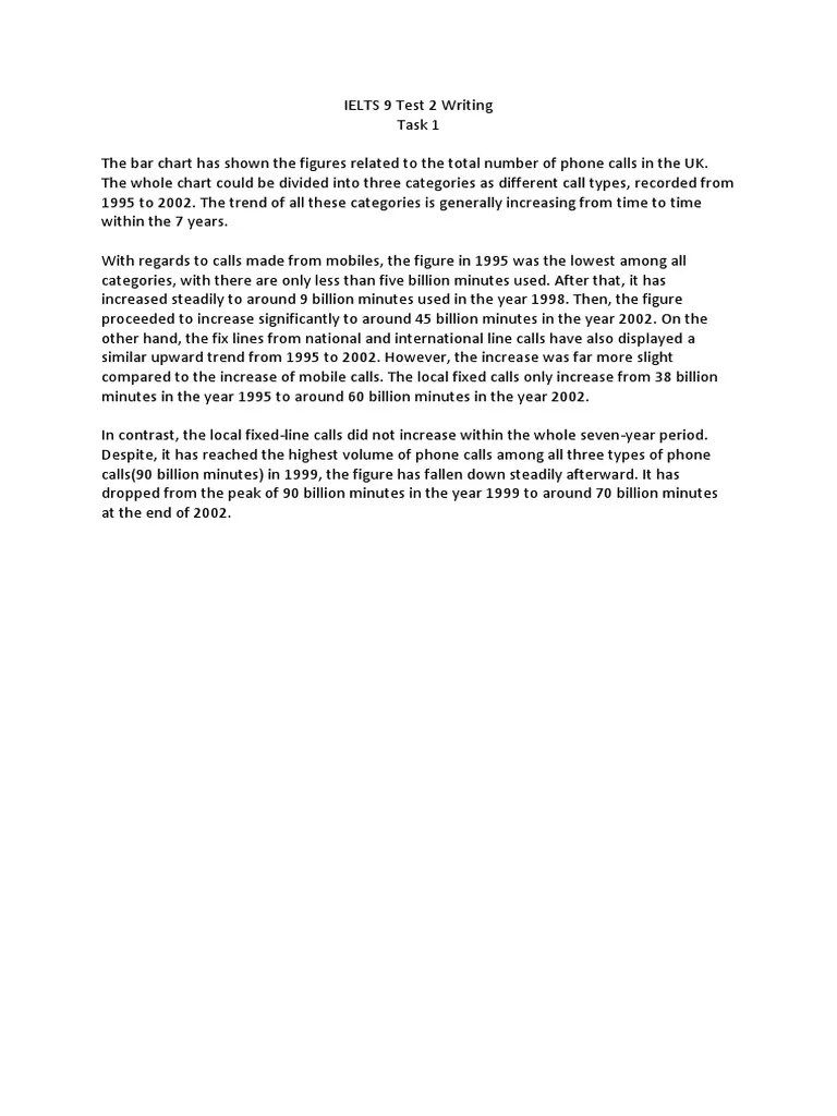 IELTS 9 Test 2 Writing Task 1 | PDF | International English Language Testing System