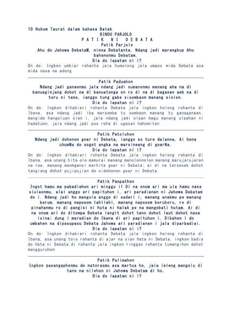 10 Hukum Taurat Dalam Bahasa Batak | PDF