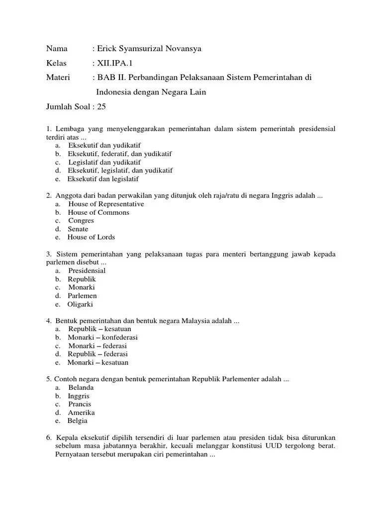 Bentuk Pemerintahan Negara Malaysia Adalah