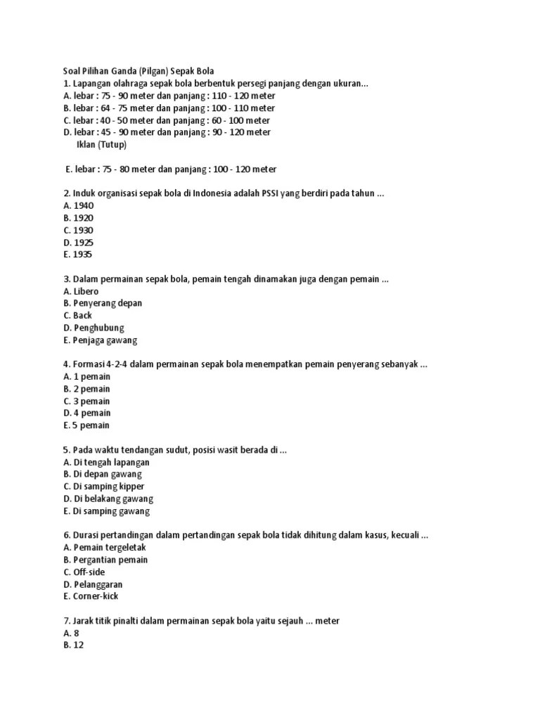Soal Ujian Pjok Kelas 4 Sd Uts Semester 1 Penjasorkes Play this game to review Physical Ed.