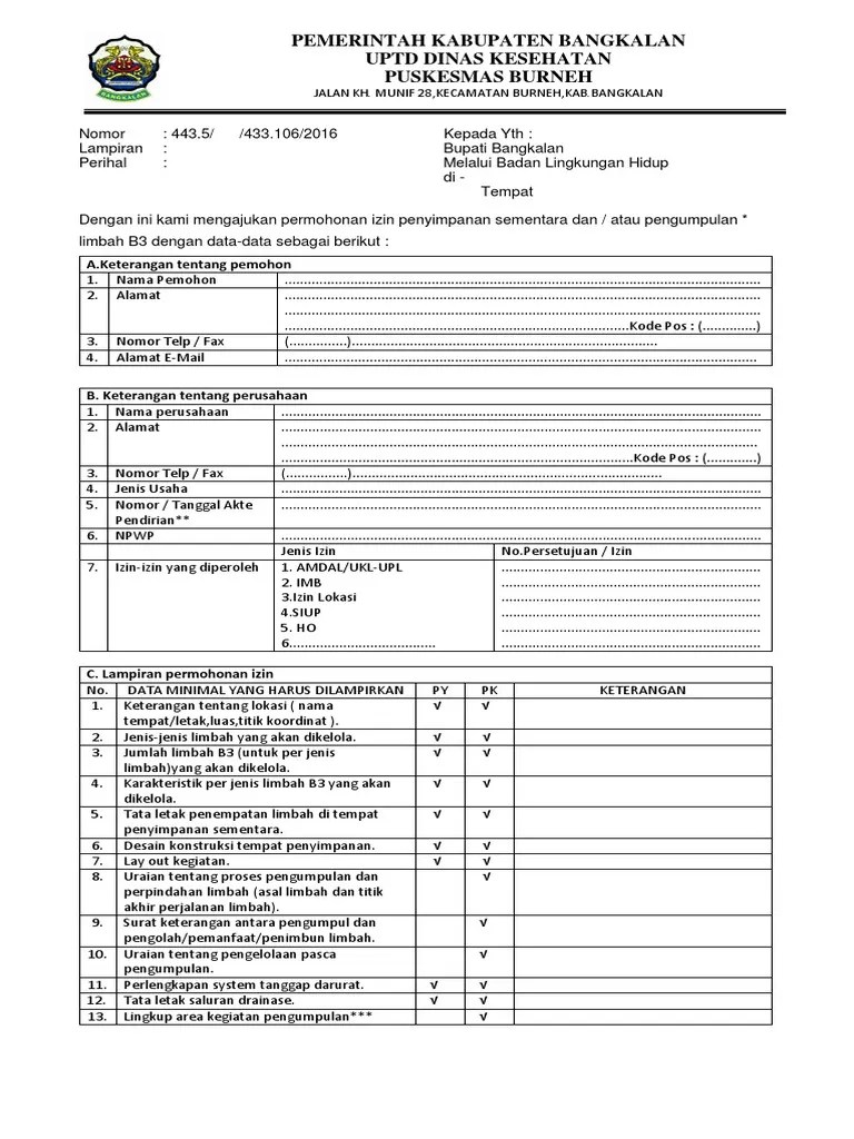 Formulir Limbah B3 | PDF