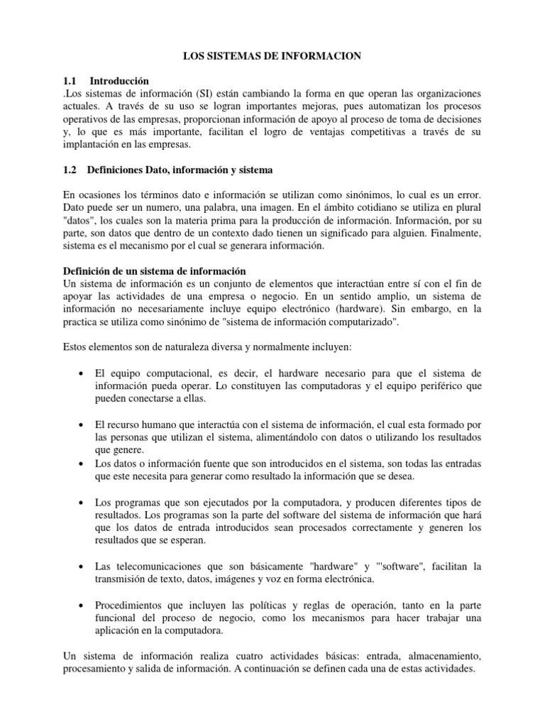 Los Sistemas De Informacion | PDF | Sap Se | Sistema De Informacion