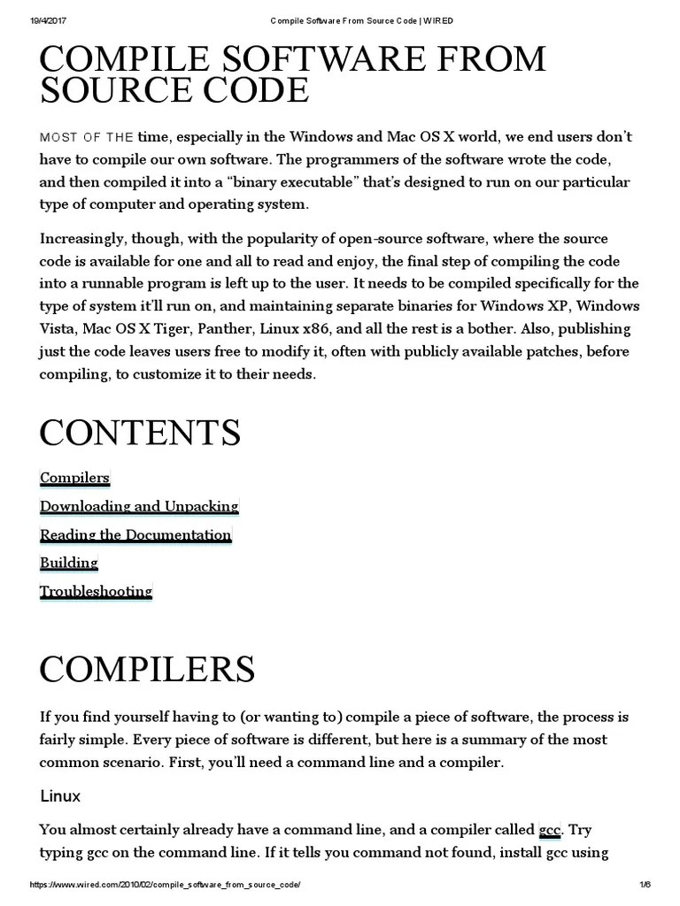 Compile Software From Source Code - WIRED | PDF | Source Code | Linux