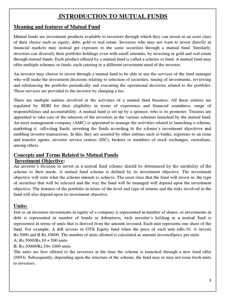 Introduction To Mutual Funds | PDF | Bonds (Finance) | Investing