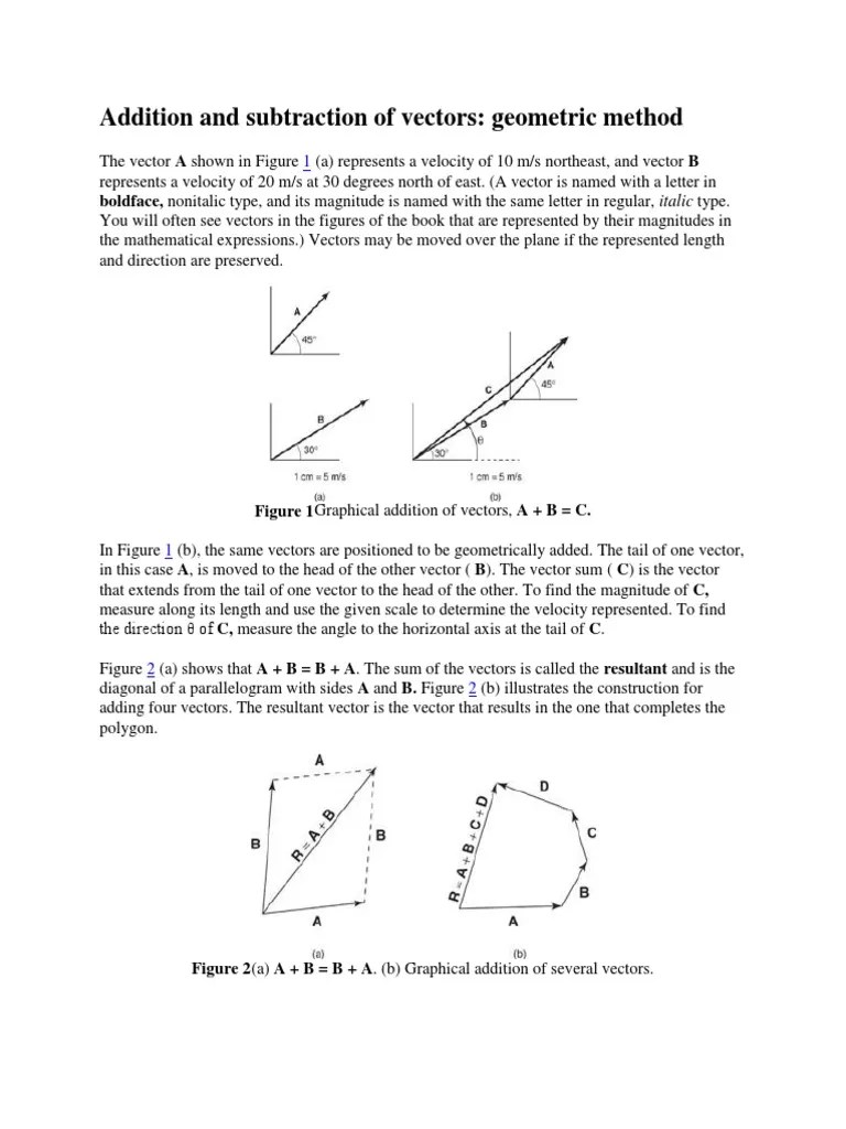 Addition And Subtraction Of Vectors | PDF | Euclidean Vector | Acceleration