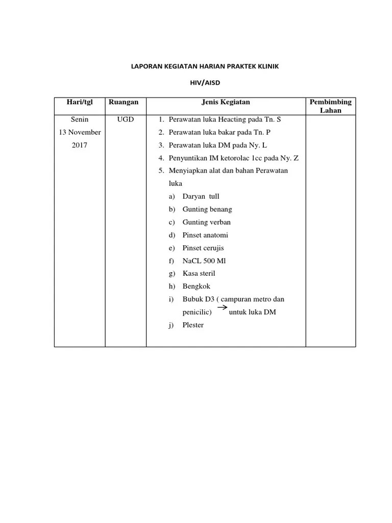 Laporan Kegiatan Harian Praktek Klinik Monic | PDF