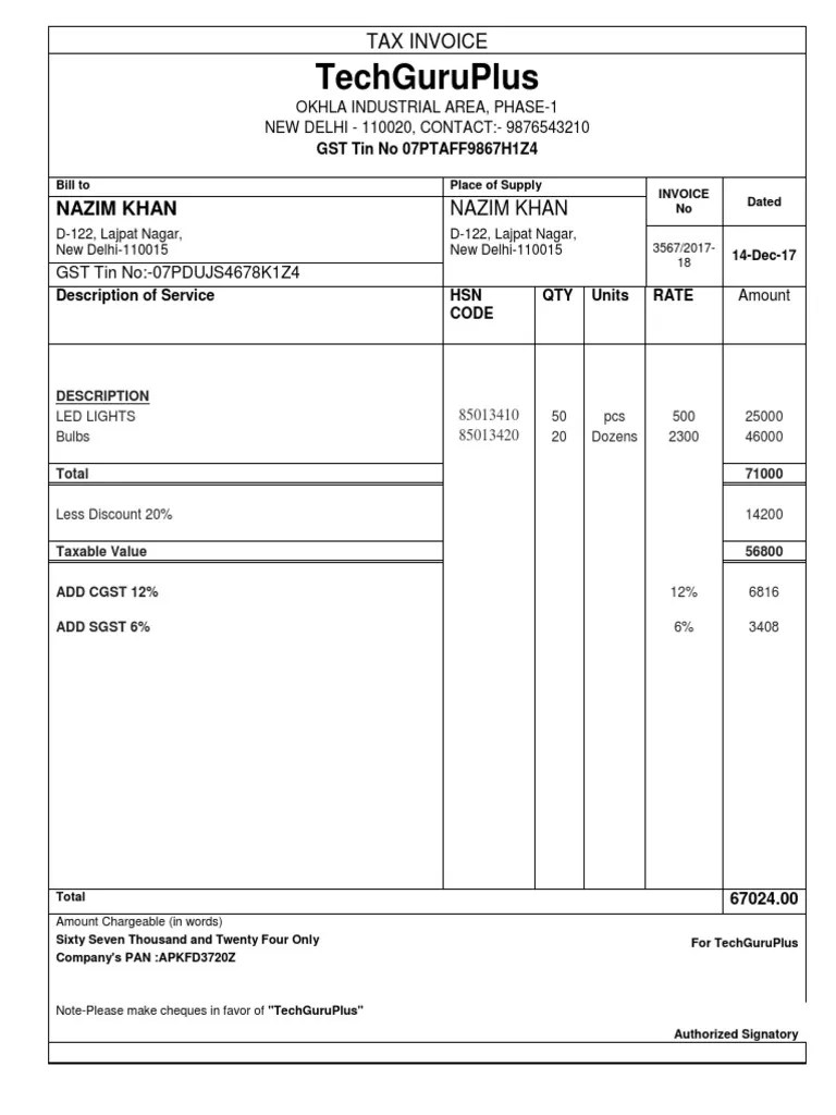 GST Invoice Format No. 5