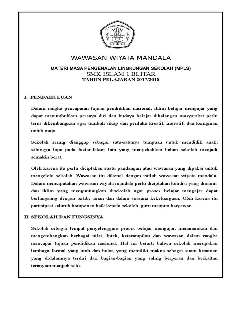 Materi Dan Tugas Mpls Tentang Wawasan Wiyata Mandala Smp Negeri 4 Malang Materi MPLS Tentang Wawasan Wiyata Mandala Masa Pengenalan Lingkungan Sekolah MPLS atau dahulu disebut Masa Orientasi Siswa MOS atau Masa.