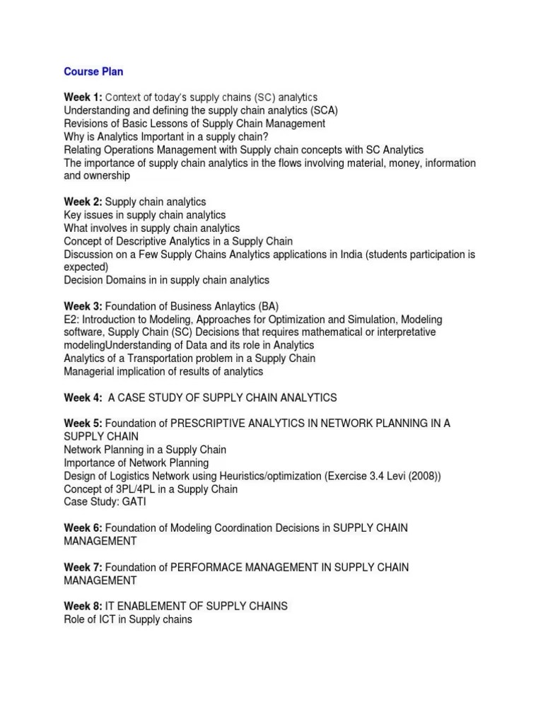 Supply Chain Analytics | PDF | Analytics | Supply Chain
