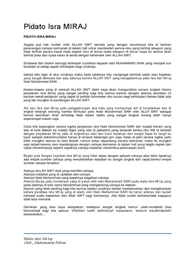 Teks Pidato Isra Mi Raj Untuk Anak Anak Terkait Teks Cute766