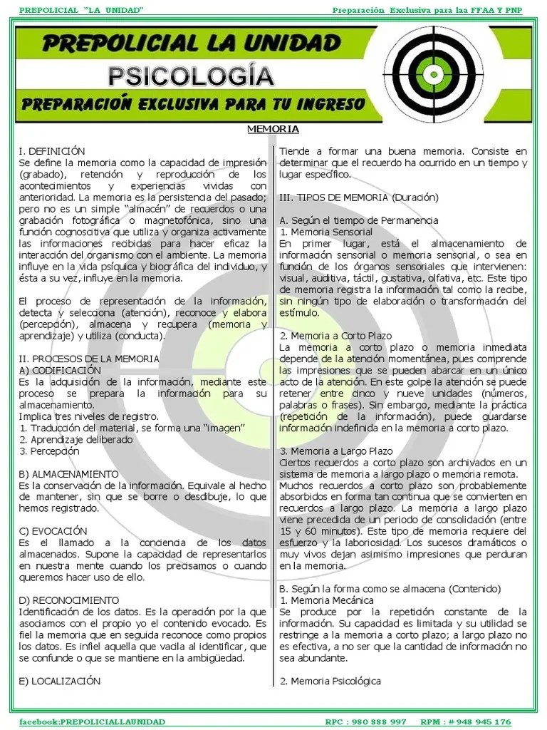 Semana 4 - Memoria, Atención Y Percepción | PDF | Memoria | Percepción