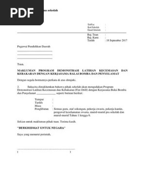 Perkhidmatan awam malaysia (jpa) melalui surat rujukan jpa(s)1341114 klt. Contoh Surat Makluman Kepada Ppd Pdf