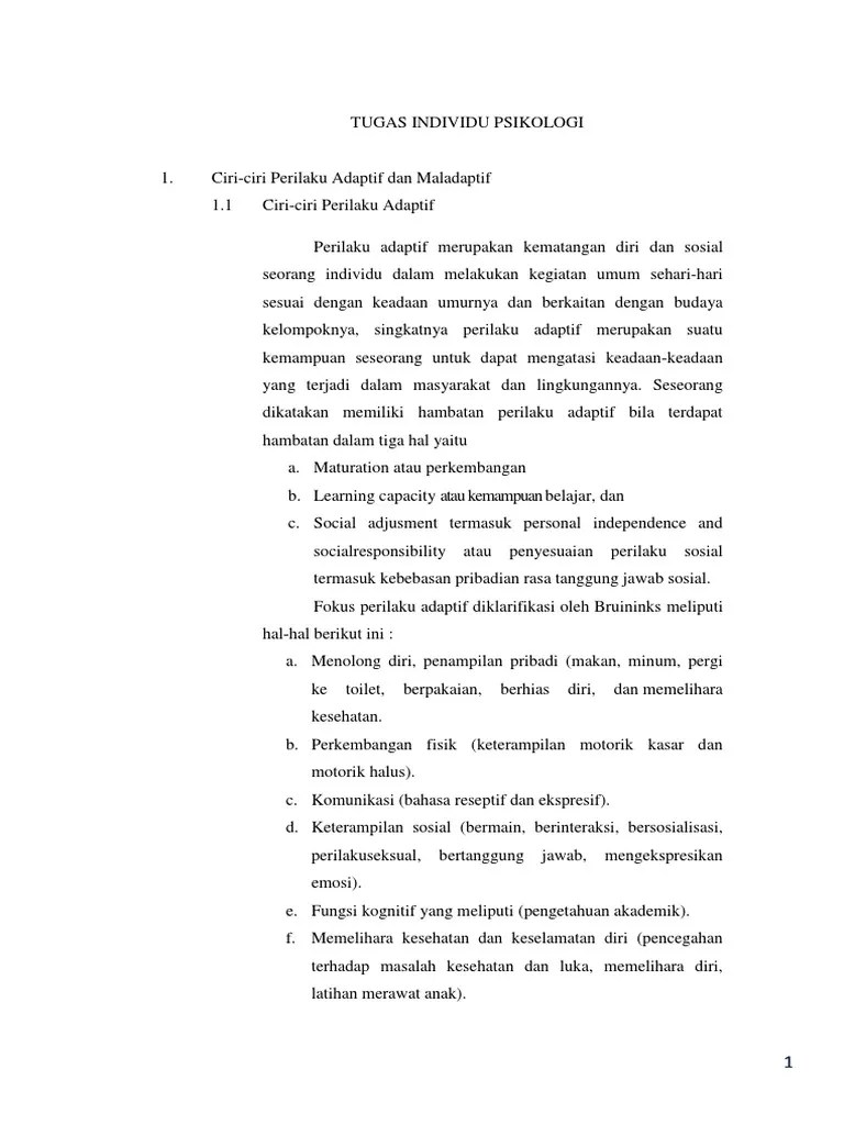 Ciri Ciri Maladaptif Dan Adaptif | PDF