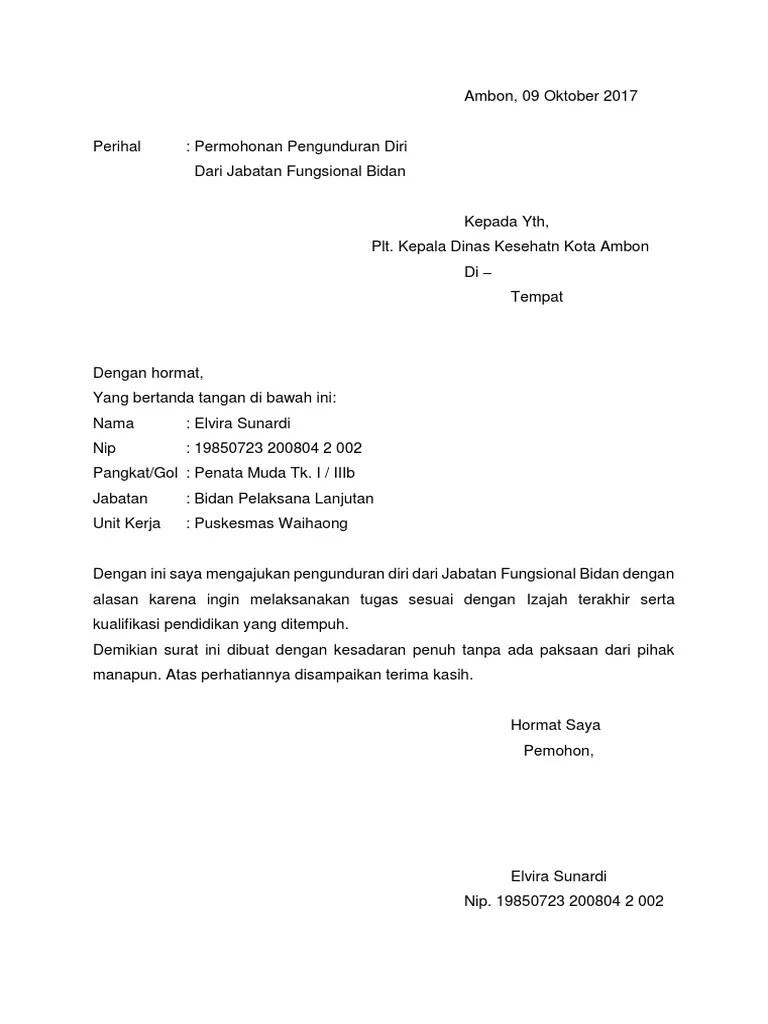 Doc Contoh Surat Pengunduran Diri Resmi Pns Dan Formal Karinov Co Id 