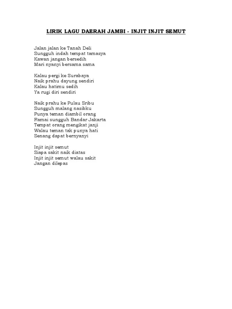 Lirik Lagu Injit Injit Semut | PDF