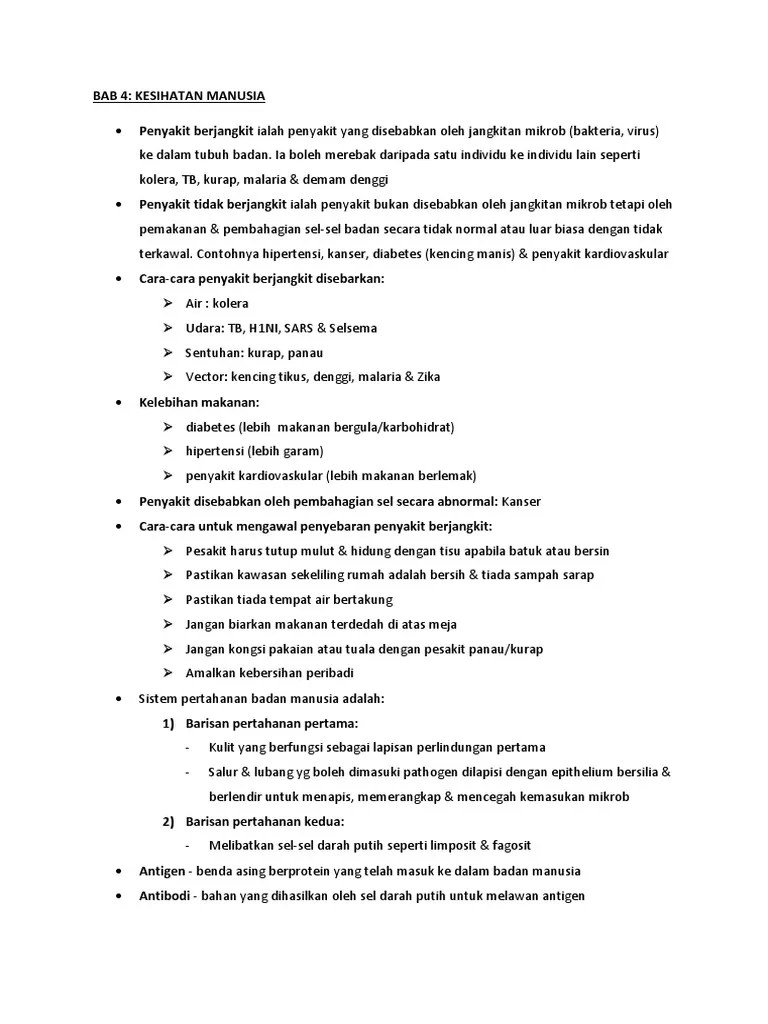 Sains ting 2 bab 4 | 4.1 penyakit berjangkit dan tidak berjangkit. Form 2 Bab 4 Pdf