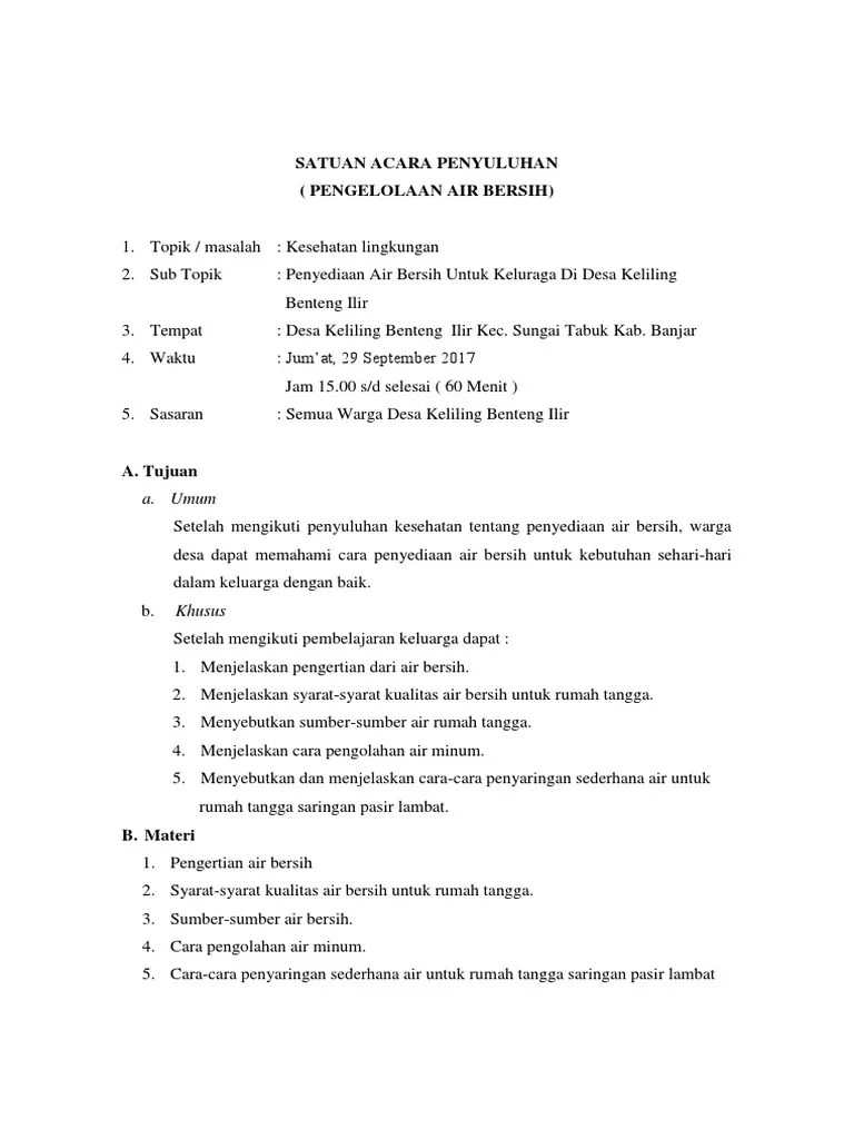 Satuan Acara Penyuluhan Air Bersih | PDF