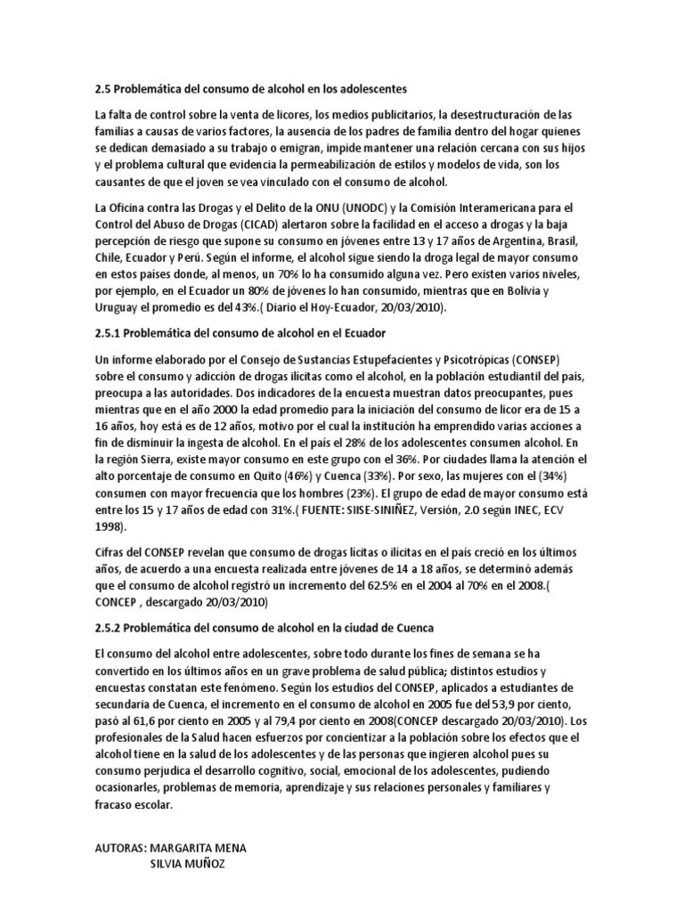 El alcoholismo en los adolescentes (examen)
