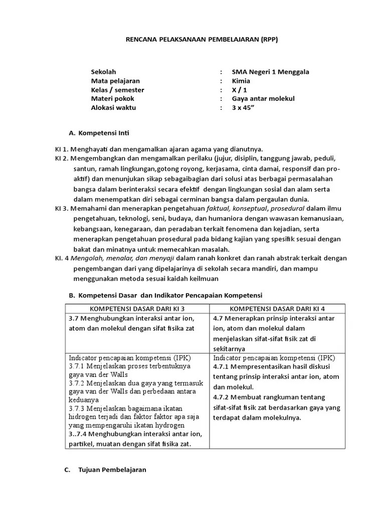 Rencana pelaksanaan pembelajaran, atau disingkat rpp, adalah pegangan . Rpp Kimia X Kd 3 7 4 7 Pdf
