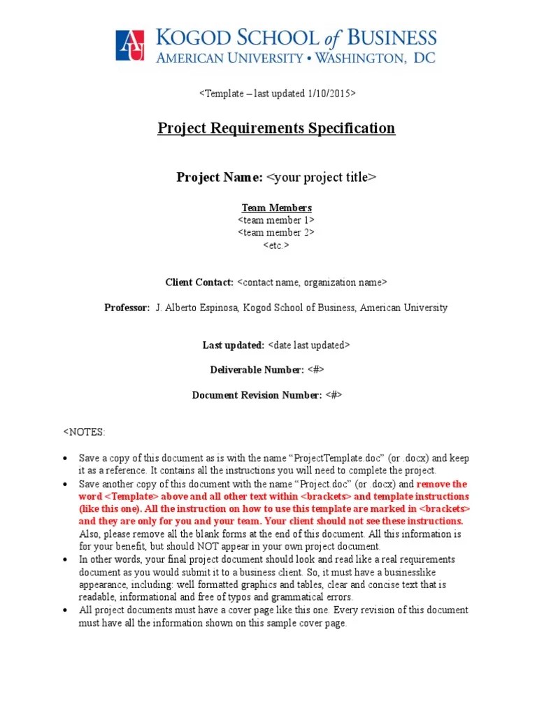 Project Requirements Specification Project Name Your Project Title Use Case Business Process Management