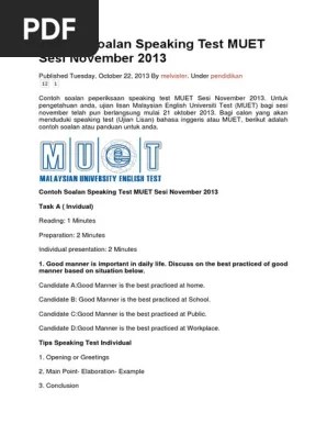 Muet past year question papers (malaysian university english test) untuk lulus cemerlang. Contoh Soalan Speaking Test Muet Sesi November 2013 Pdf