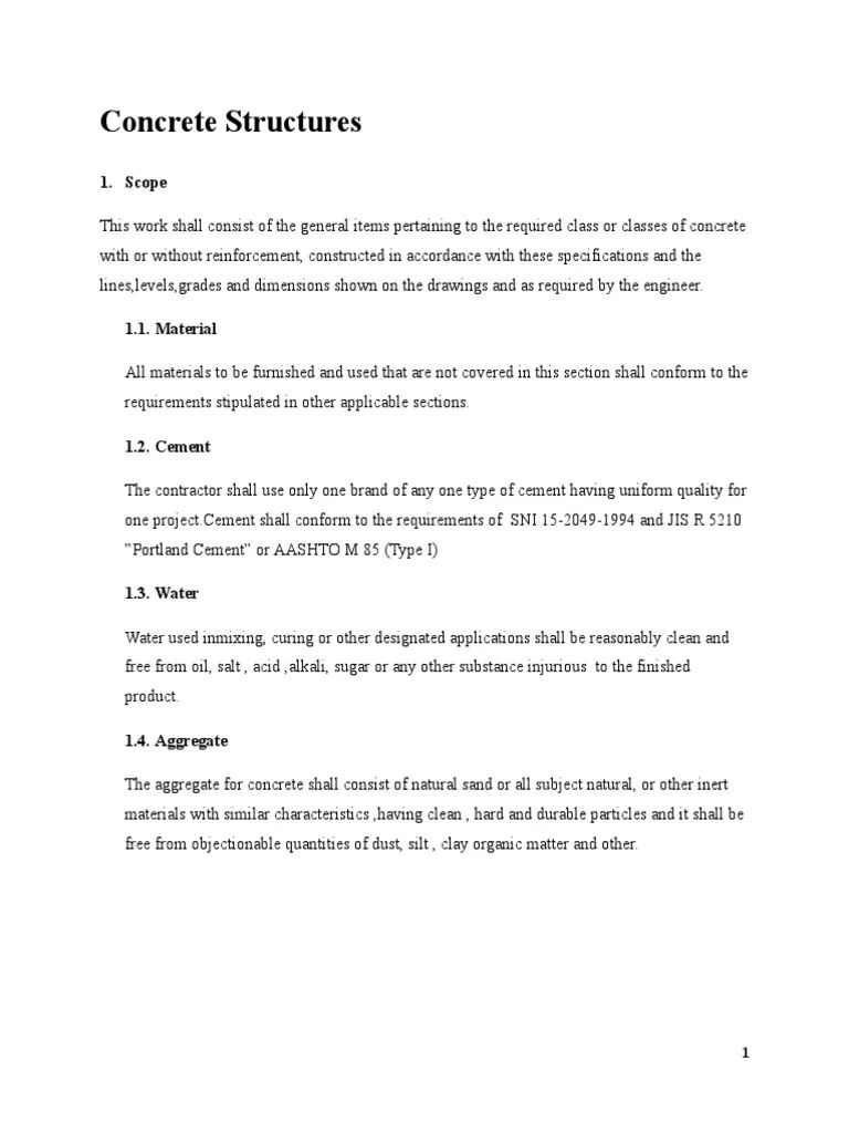 Concrete Structures: 1. Scope | PDF