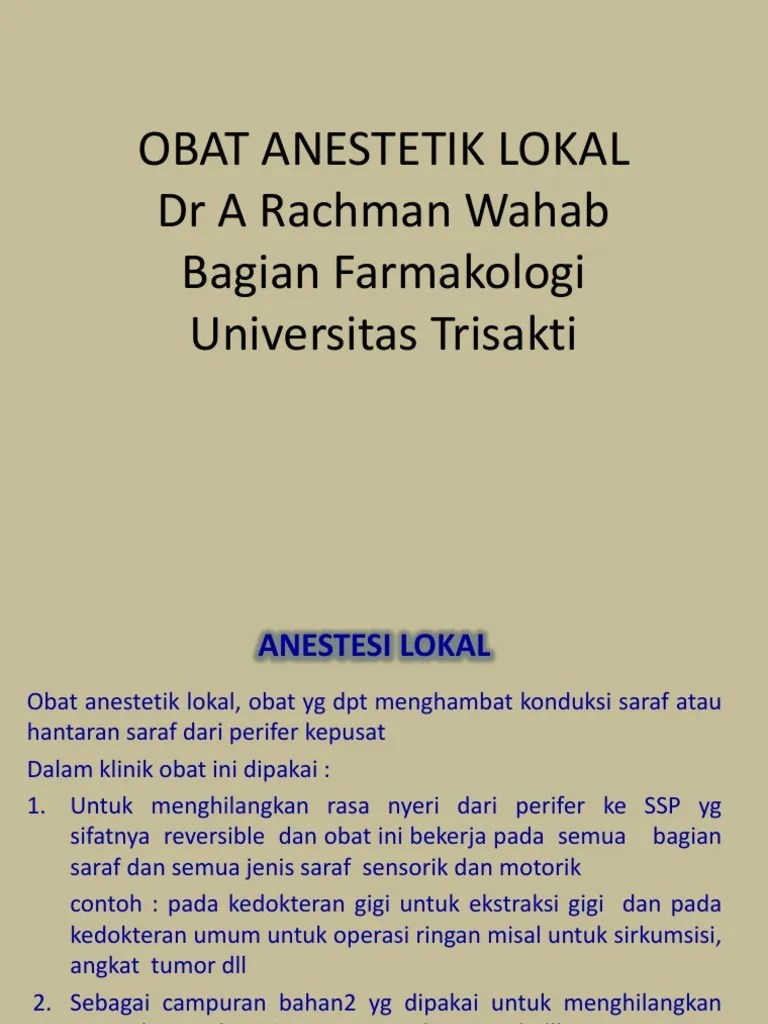 Anestesi Lokal Trisakti | PDF