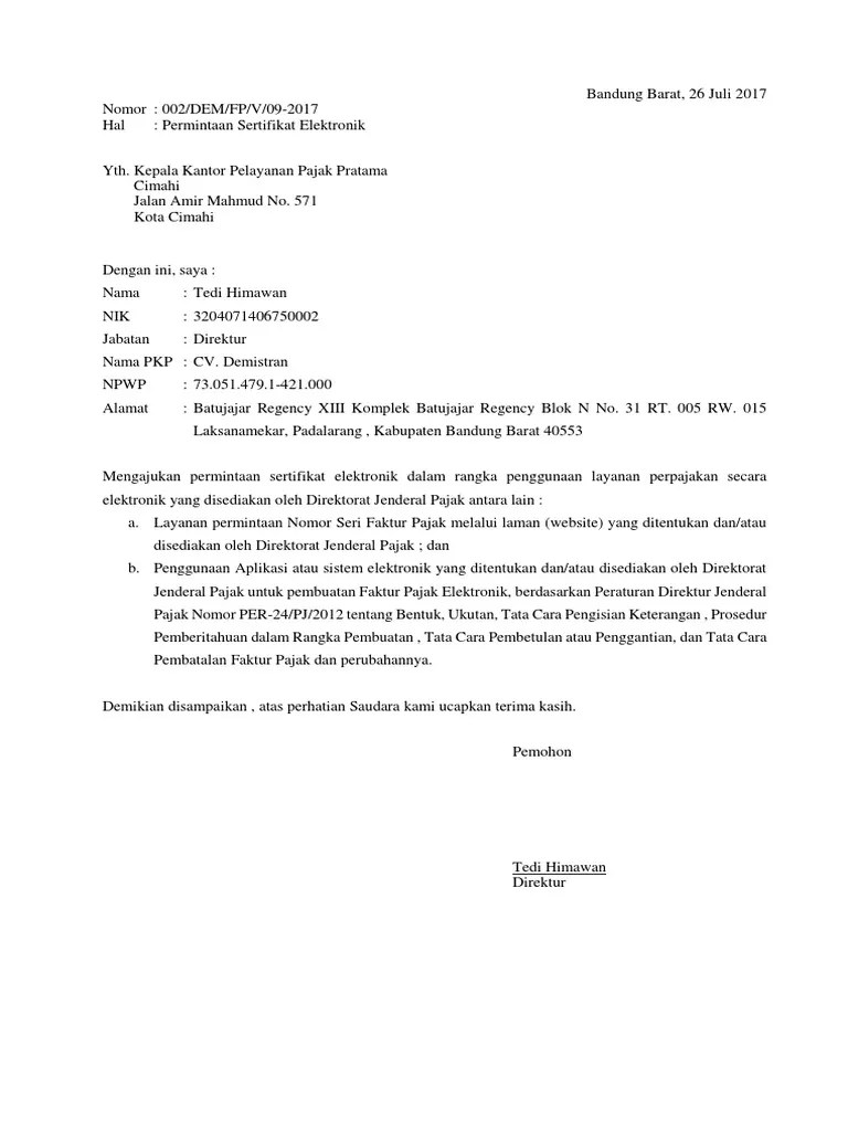 · surat pernyataan berisi persetujuan penggunaan surat elektronik . Contoh Pengajuan Sertifikat Elektronik Pdf