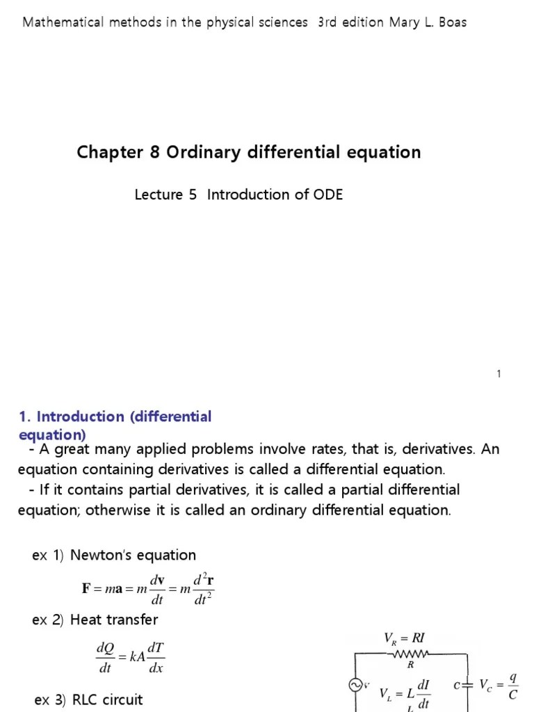 Now in its third edition, mathematical concepts in the physical sciences, 3rd editionprovides a comprehensive introduction to the areas of mathematical . Ch 8 Ppt File Mmp Mary L Boas Pdf Differential Equations Ordinary Differential Equation
