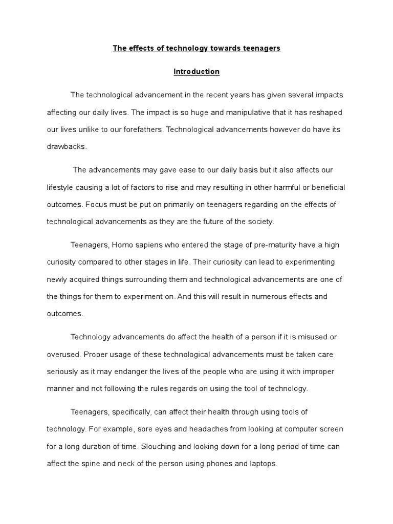 Effects Of Technology Toward Teenagers | PDF | Social Networking ...