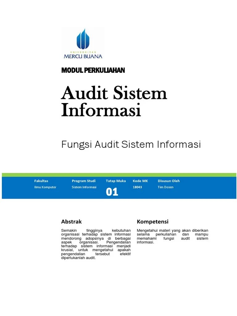 Modul Perkuliahan Audit Sistem Informasi | PDF
