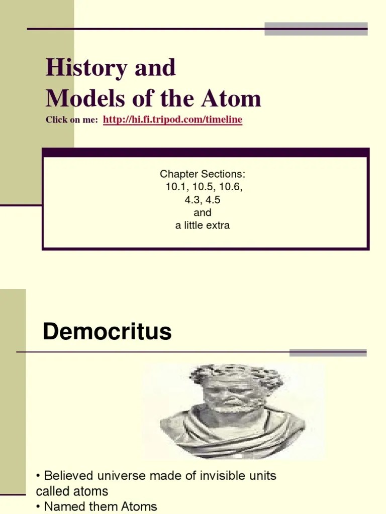 History And Models Of The Atom: Click On Me | PDF | Atomic Nucleus | Atoms