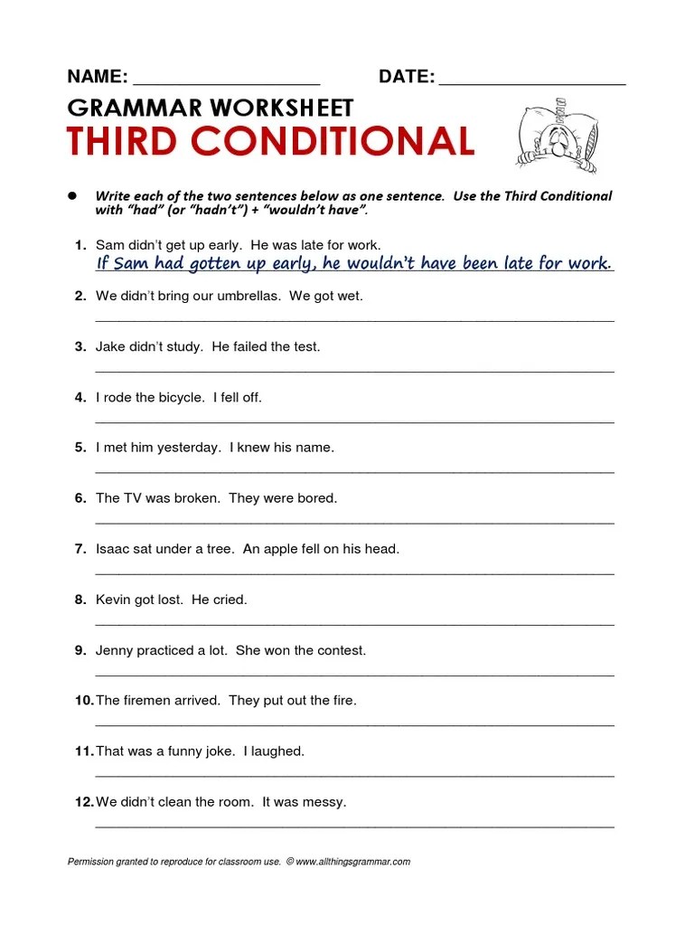 Third Conditional Worksheet (Rewrite)