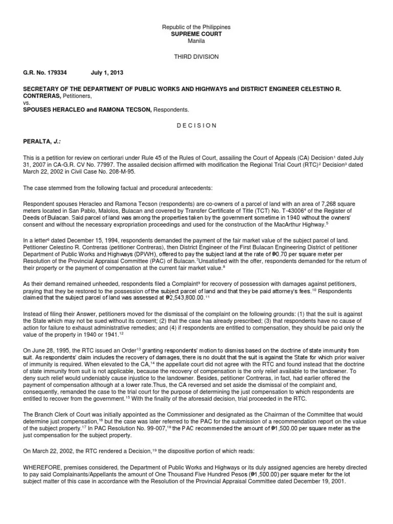 DPWH | PDF | Just Compensation | Eminent Domain