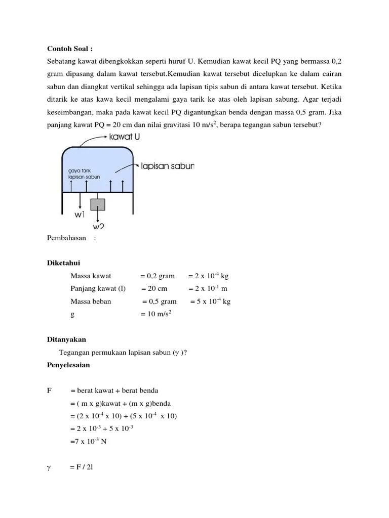 Contoh Soal Tegangan Permukaan | PDF