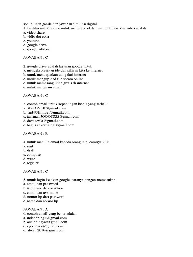Searchsoal.com | pada kesempatan kali ini admin akan membagikan contoh soal pilihan ganda materi teks iklan, slogan, dan poster dalam pembelajaran bahasa . Soal Pilihan Ganda Dan Jawaban Simulasi Digital Pdf