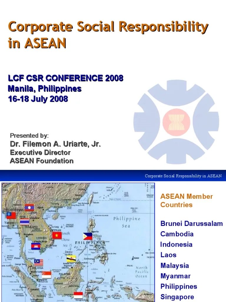 CSR In ASEAN Presentation | PDF | Corporate Social Responsibility | Economies