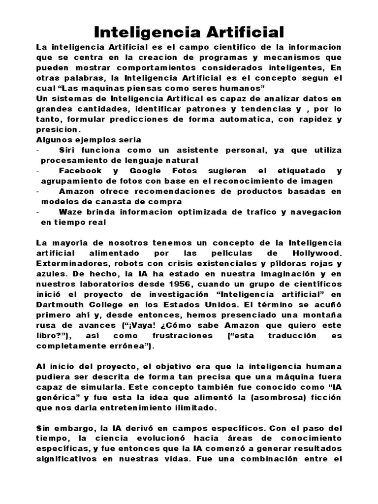 Inteligencia Artificial | PDF | Inteligencia Artificial | Inteligencia (IA) Y Semántica