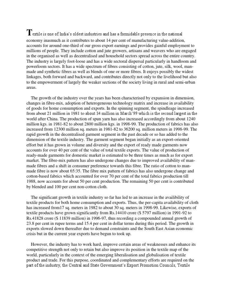 Textile Industry | Download Free PDF | Textiles | Clothing Industry